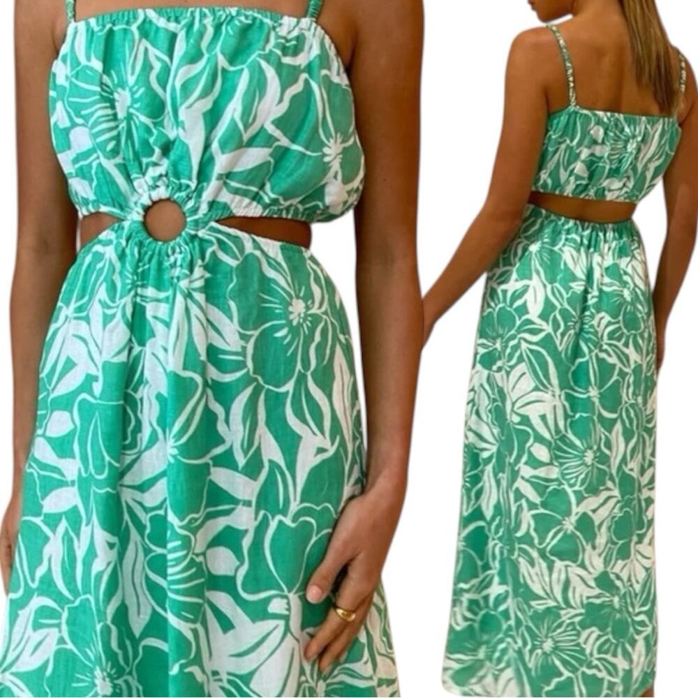 FAITHFUL THE BRAND El Rio Maxi Dress
El Mara Floral Green Tropical Dress Size 8